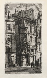 Hus med et tårn, rue de la Tixéranderie, Paris af Charles Meryon