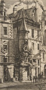 Hus med et tårn, rue de la Tixéranderie, Paris, 1852. af Charles Meryon