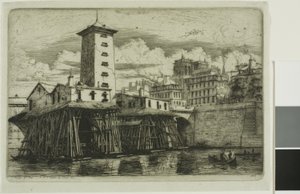 Notre-Dame pumpe, Paris af Charles Meryon