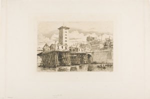 Notre Dame pumpe, Paris af Charles Meryon