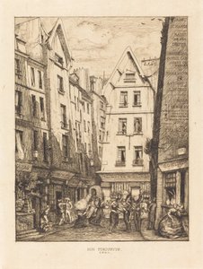 Rue Pirouette i Les Halles, Paris (Pirouette Street, nær markederne, Paris) af Charles Meryon