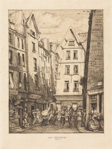 Rue Pirouette ved markedshallerne, Paris af Charles Meryon