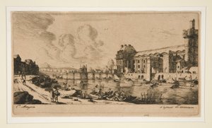 Pavillon de Mademoiselle og en del af Louvre [The af Charles Meryon