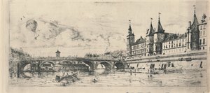 Le Pont-Au-Change 2. stat, 6 18 x 13 116 tommer, 1854, 1927 af Charles Meryon