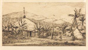 Ny Kaledonien: Stor indfødt hytte på vejen fra Ballade til Poebo, 1845 (Ny Kaledonien: Stor indfødt hytte på vejen fra Balade til Puebo, 1845)