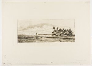 Oceanien: Fiskeri, nær øer med palmer i Uea eller Wallis Group, 1845 af Charles Meryon