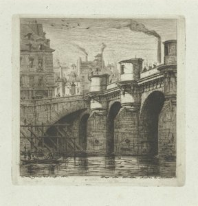 Pont Neuf over Seinen i Paris Den nye bro Etchings on Paris (serietitel) af Charles Meryon