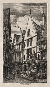Rue des Toiles, Bourges, 1853. af Charles Meryon