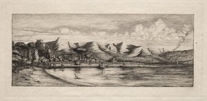 Notfiskeri ud for Charcoal Burners Point, Akaroa, 1865.
