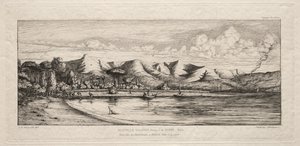 Notfiskeri ud for Charcoal Burners Point, Akaroa, Banks Peninsula, 1845, 1863. af Charles Meryon