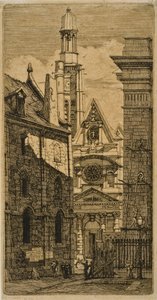 St. Etienne-du-Mont, Paris, fra Eaux-forter i Paris af Charles Meryon