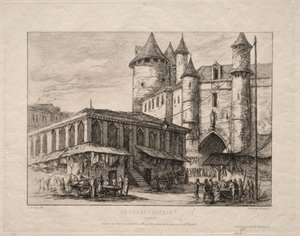 The Grand Châtelet, Paris, omkring 1780 af Charles Meryon