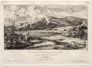 Den lille franske koloni ved Akaroa, 1845 af Charles Meryon