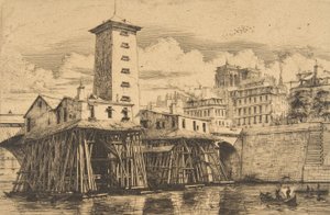 Notre-Dame-pumpen, Paris, 1852. af Charles Meryon