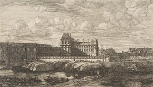 Det gamle Louvre, Paris, efter Zeeman, 1865-66. af Charles Meryon