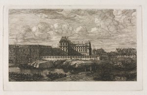Det gamle Louvre fra et maleri af Zeeman, 1651 af Charles Meryon