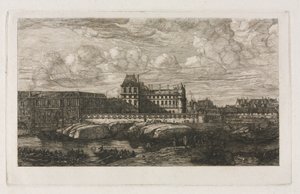 Det gamle Louvre fra et maleri af Zeeman, 1651, 1866. af Charles Meryon