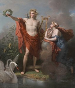 Apollo, gud for lys, veltalenhed, poesi og kunst med Urania, Astronomimuse