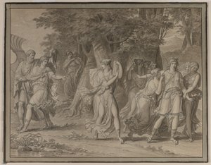 Telemachus, opfordret af mentor, forlader øen Calypso af Charles Meynier