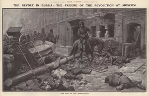 Oprøret i Rusland: Revolutionens fiasko i Moskva (litho) af Charles Mills (after) Sheldon
