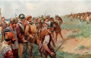 Drakes gruppe angrebet af patagonierne af Charles Mills Sheldon