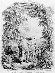 Orpheus fører Eurydice ud af helvede, illustration til operaen 
