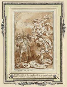 Perseus gør Phinneas til sten med hovedet af Medusa af Charles Monnet