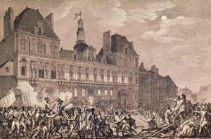 Robespierre, Saint-Just, Couthon og Hanriot søger tilflugt på Hotel-de-Ville i Paris, 9 Thermidor år II (27. juli 1794) 1800