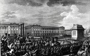 Dagen den 21. januar 1793: Ludvig XVIs (1754-93) død på Place de la Revolution, indgraveret af Isidore Stanislas Helman (1743-1809) 1793