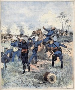 Kommandør Faurax døde i slaget ved Dogba den 19. september 1892 i Dahomey (nu Benin) efter aquerellen de Morel i 1892. af Charles Morel