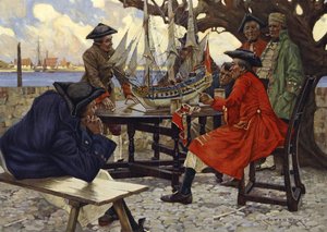 Diskuterer hendes linjer (chromolitho)