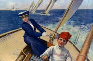 Den vindende yacht (farvelitografi)
