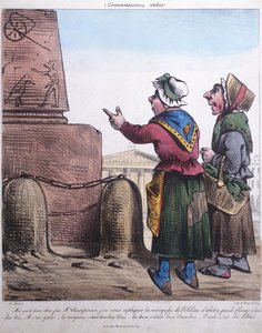 Karikatur af opførelsen af obelisken ved Place de la Concorde, ca. 1831 af Charles Nantueil