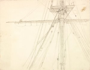 Detalje af Mast og Rigging blyant på papir af Charles Napier Hemy