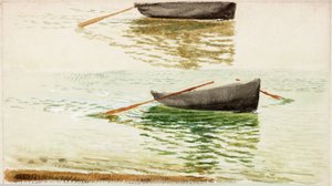 Dinghies (akvarel og akvarel på papir) af Charles Napier Hemy