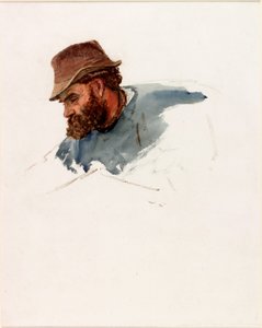 Head of a Fisherman (kropsfarve og akvarel på papir) af Charles Napier Hemy