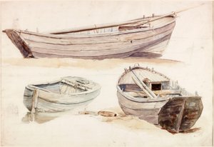 Undersøgelser af laksefartøjer (bodycolour) af Charles Napier Hemy