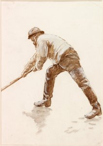 Studie af en fisker på arbejde (kropsfarve) af Charles Napier Hemy