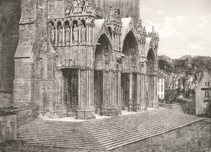 Chartres-katedralen - Portico du Midi XII. århundrede, ca. 1854, trykt ca. 1857. af Charles Nègre