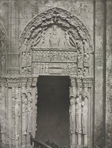 Chartres Cathedral: Højre dør til den kongelige portal med Vor Frue af Chartres, 1857.