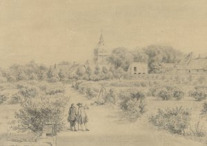 Udsigt over landsbyen Marigny Udsigt over Clocher og en del af landsbyen Marigny fra Salon du Château (titel på objektet) af Charles Nicolas Cochin (II)