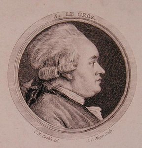 Portræt af Joseph Le Gros (1739-93) graveret af Simon Charles Miger (1736-1820) (gravering) af Charles Nicolas II (after) Cochin