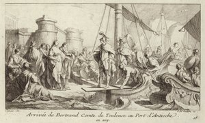 Ankomst af Bertrand, greve af Toulouse, til havnen i Antiochia, for at tage hans styre over Tripoli amt af Charles Nicolas II Cochin