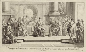 Opdeling af Provence mellem greverne af Toulouse og Barcelona, 1125 af Charles Nicolas II Cochin