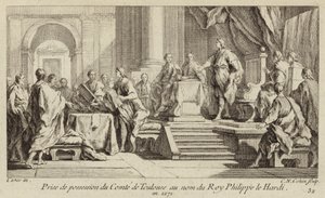 Besiddelse af grevskabet Toulouse taget i navnet på kong Filip III af Frankrig af Charles Nicolas II Cochin