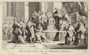 Omvendte katharer erklærer deres tro på den katolske religion i Toulouse-katedralen, Frankrig af Charles Nicolas II Cochin