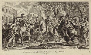 Underkastelse af oprørerne i Nimes til Wamba, vestgoternes konge, 672 af Charles Nicolas II Cochin