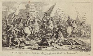 Den ungarske hær sat på flugt af Raymond Pons, greve af Toulouse, 924 (gravering) af Charles Nicolas II Cochin