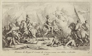 Roger I, greve af Carcassonnes sejr over Oliba Cabreta, 981 (gravering) af Charles Nicolas II Cochin