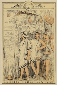 Historier fra Lucian: At nærme sig drømmenes by (farve litho) af Charles Oliver Murray